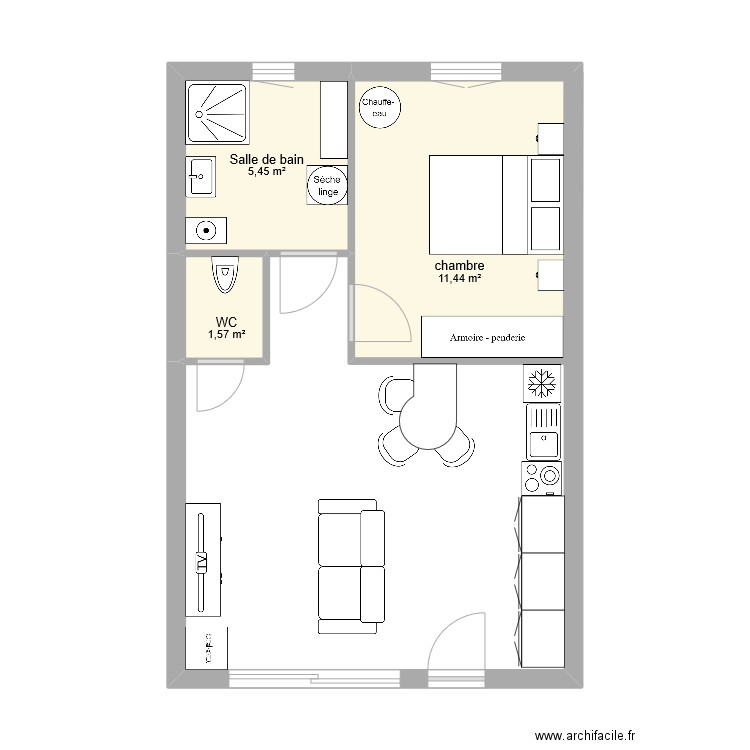 studio. Plan de 0 pièce et 0 m2