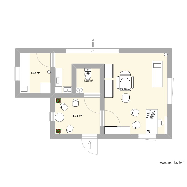 Plan cabinet idéal. Plan de 4 pièces et 31 m2