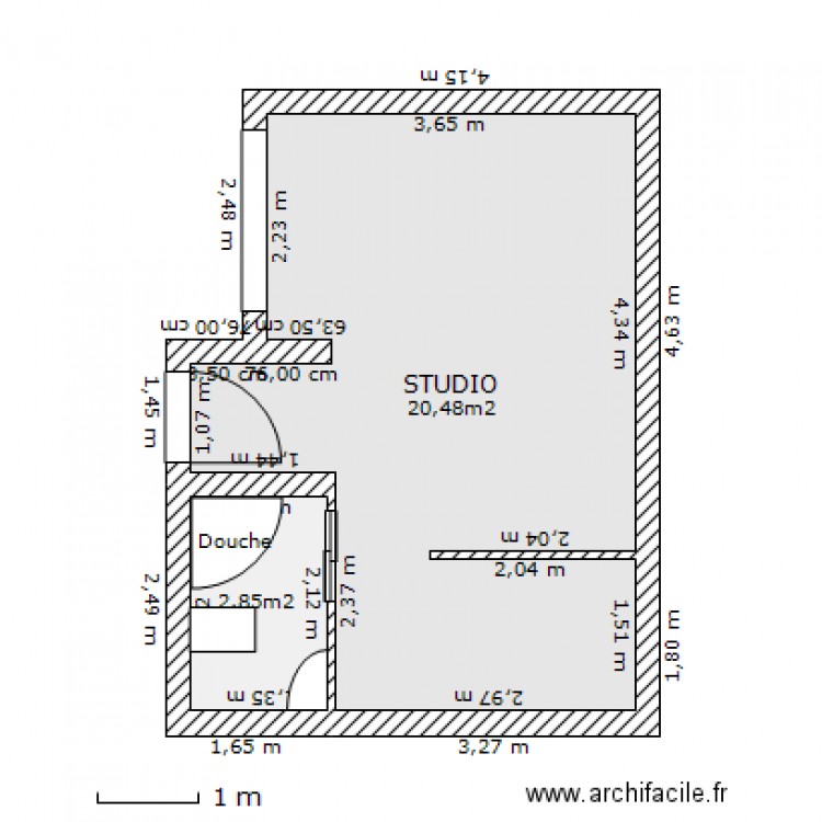 STUDIO. Plan de 0 pièce et 0 m2