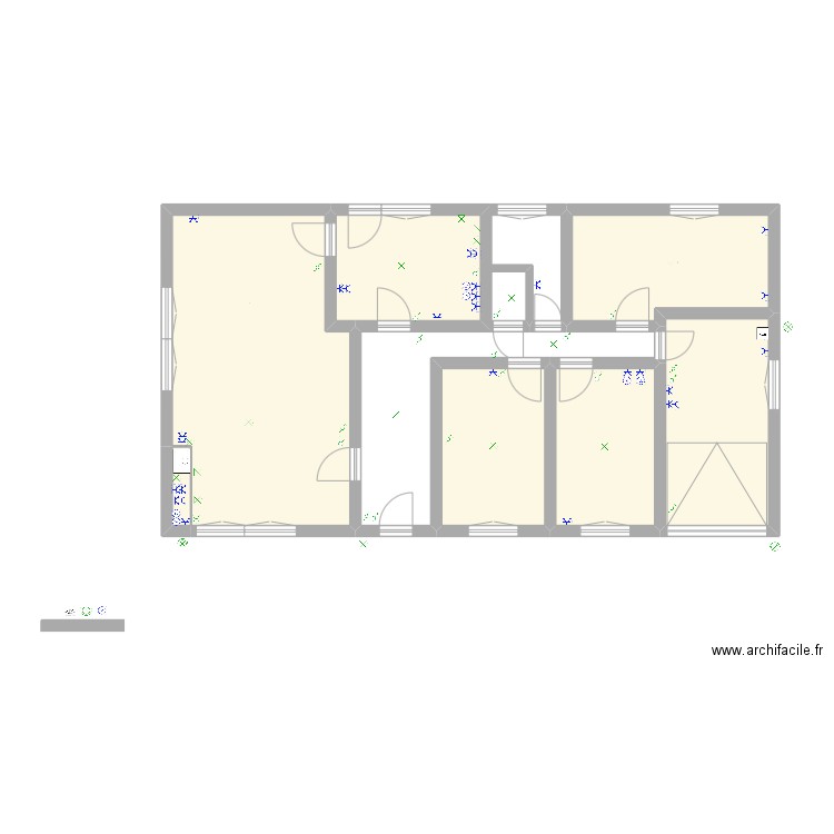 BURDINNE - VUE EN PLAN - V1.00. Plan de 7 pièces et 82 m2