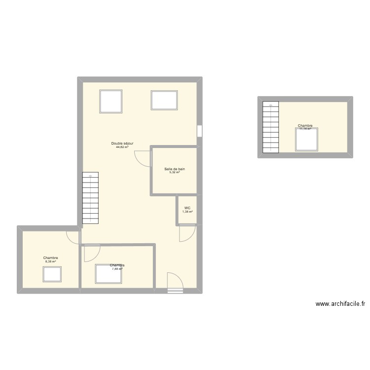 Plan interieur. Plan de 6 pièces et 79 m2