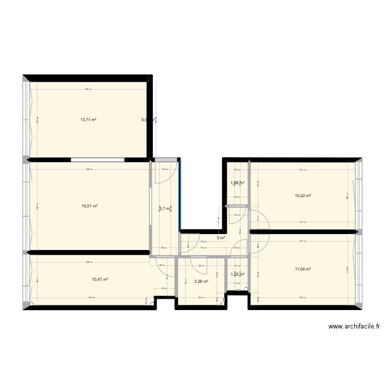 Appart 50 Charonne_Base. Plan de 11 pièces et 73 m2