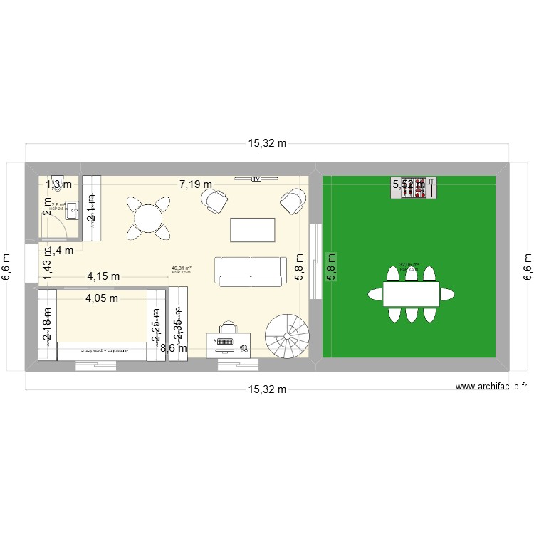 Etage extension DEUIL ter. Plan de 3 pièces et 81 m2