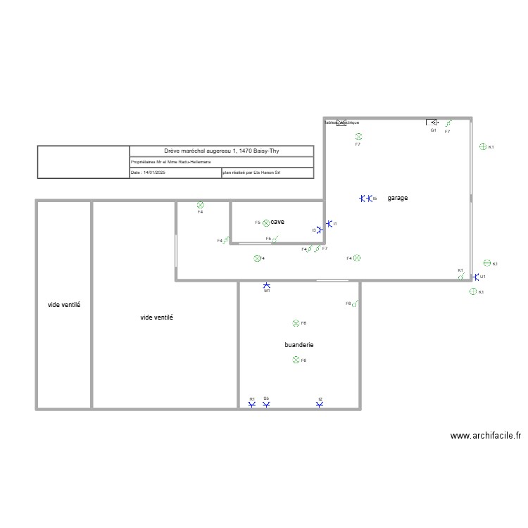 sous sol baisy thy. Plan de 5 pièces et 66 m2