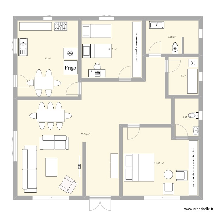 Plan 1. Plan de 7 pièces et 128 m2