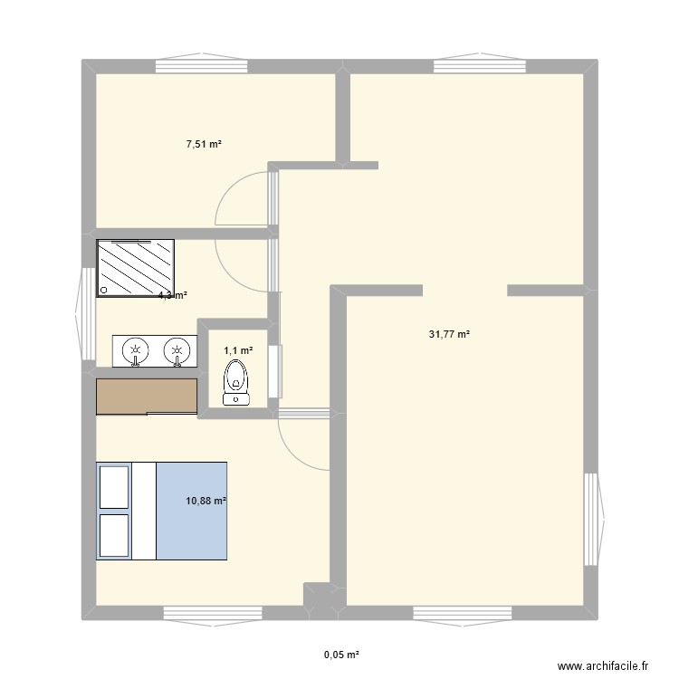 Maison Simon. Plan de 6 pièces et 56 m2