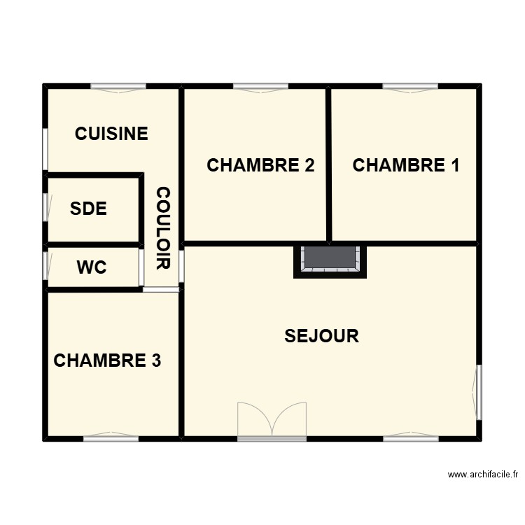 MONVOISIN. Plan de 6 pièces et 69 m2