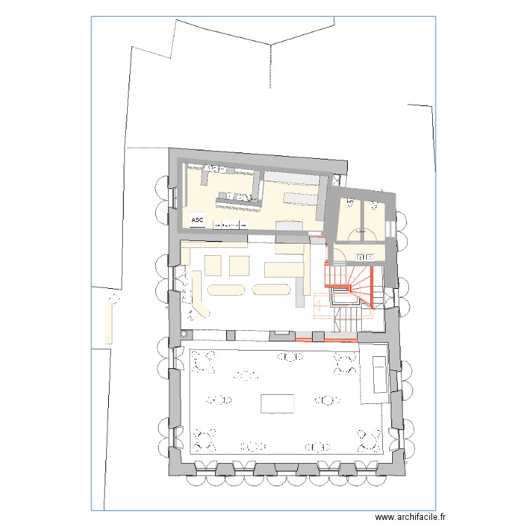 ondes etage. Plan de 2 pièces et 43 m2