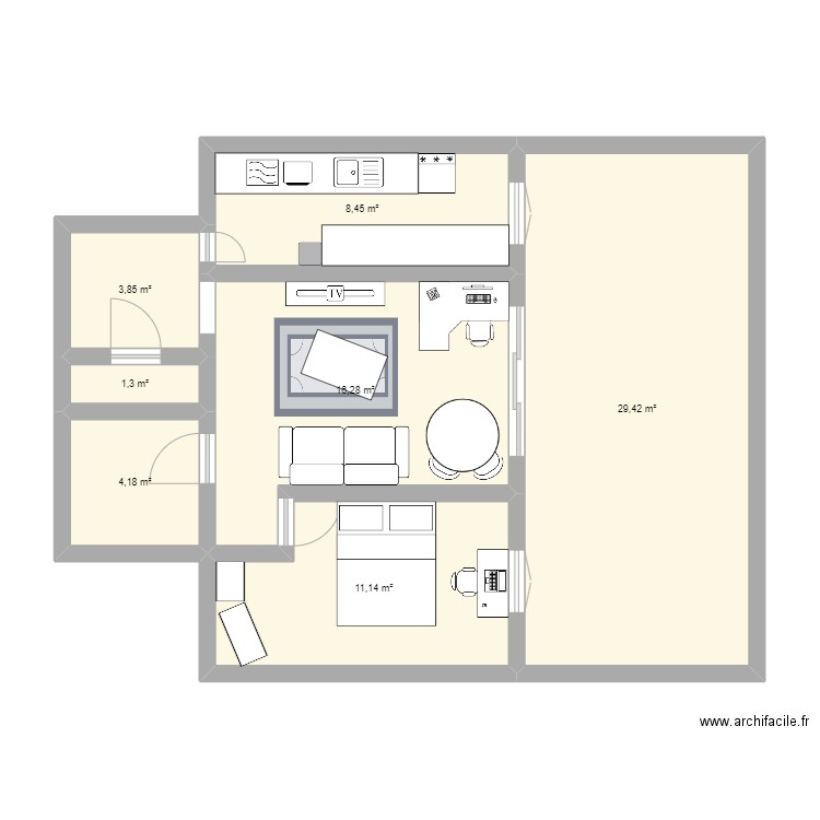 PETIT CHATEAU. Plan de 7 pièces et 75 m2