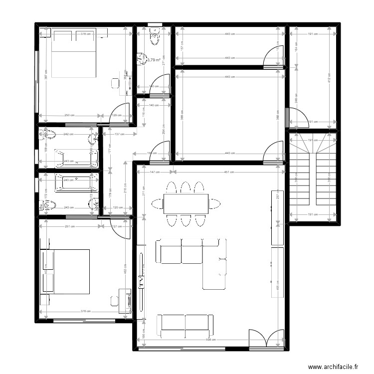 appartement malela. Plan de 11 pièces et 132 m2