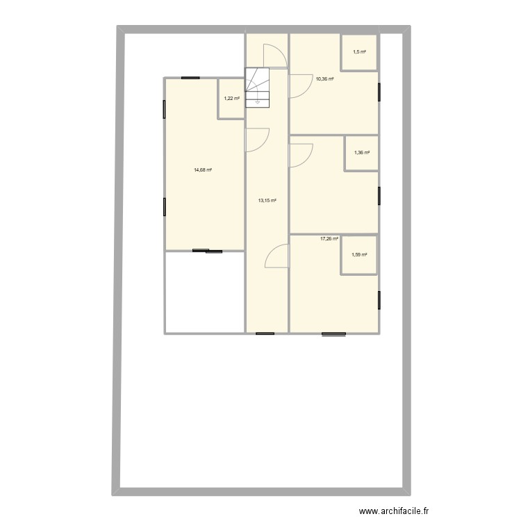 étage sup. Plan de 8 pièces et 63 m2