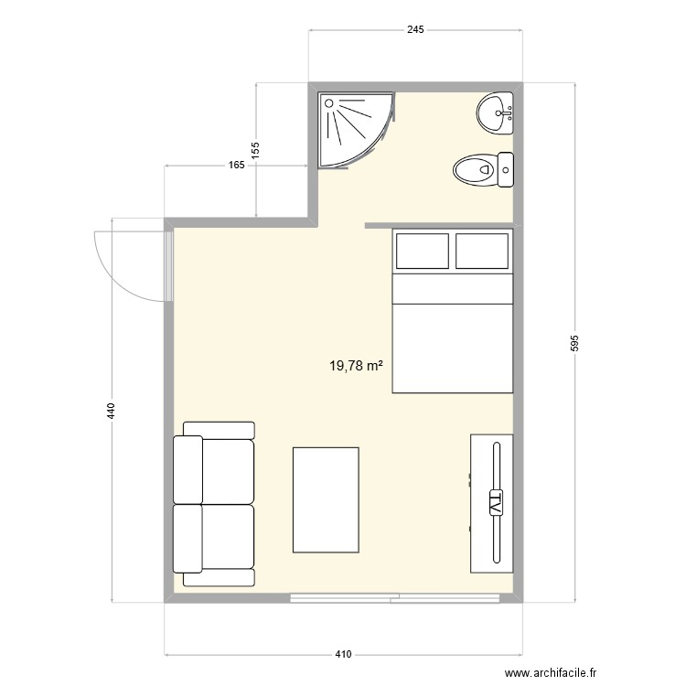 PIERRE 3. Plan de 1 pièce et 20 m2