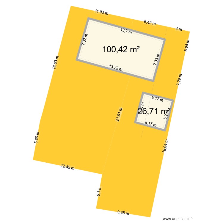 okk. Plan de 2 pièces et 127 m2