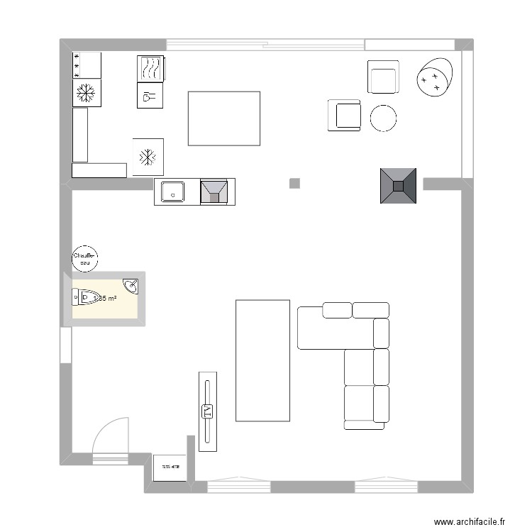 Living 4. Plan de 1 pièce et 1 m2