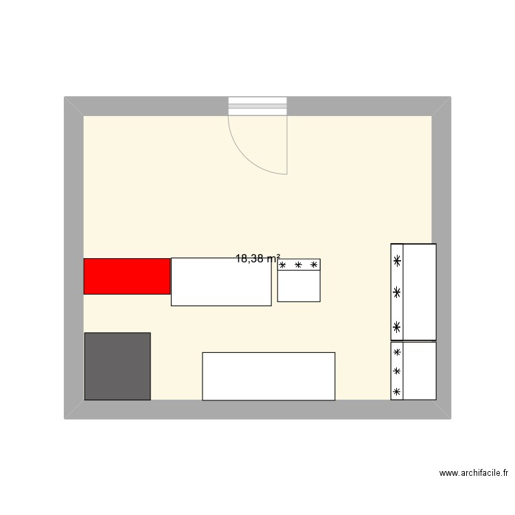 Pizzeria . Plan de 1 pièce et 18 m2