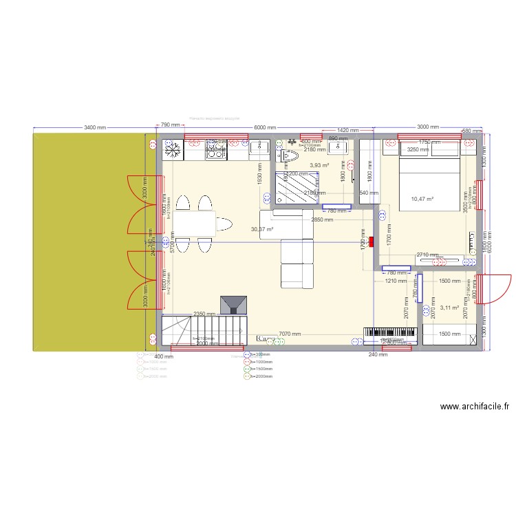 ЕБ 5 эл. Plan de 10 pièces et 97 m2