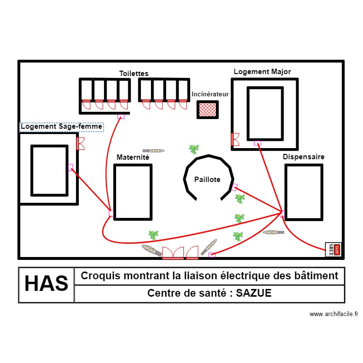 CROQUIS CS SAZUE. Plan de 15 pièces et 225 m2