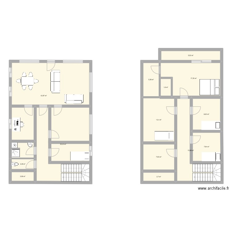 IR projet 2. Plan de 14 pièces et 169 m2