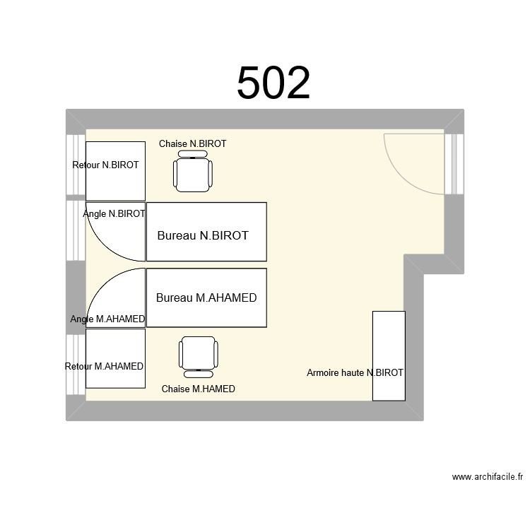 Bureau 502 N.BIROT - M.AHAMED. Plan de 1 pièce et 16 m2