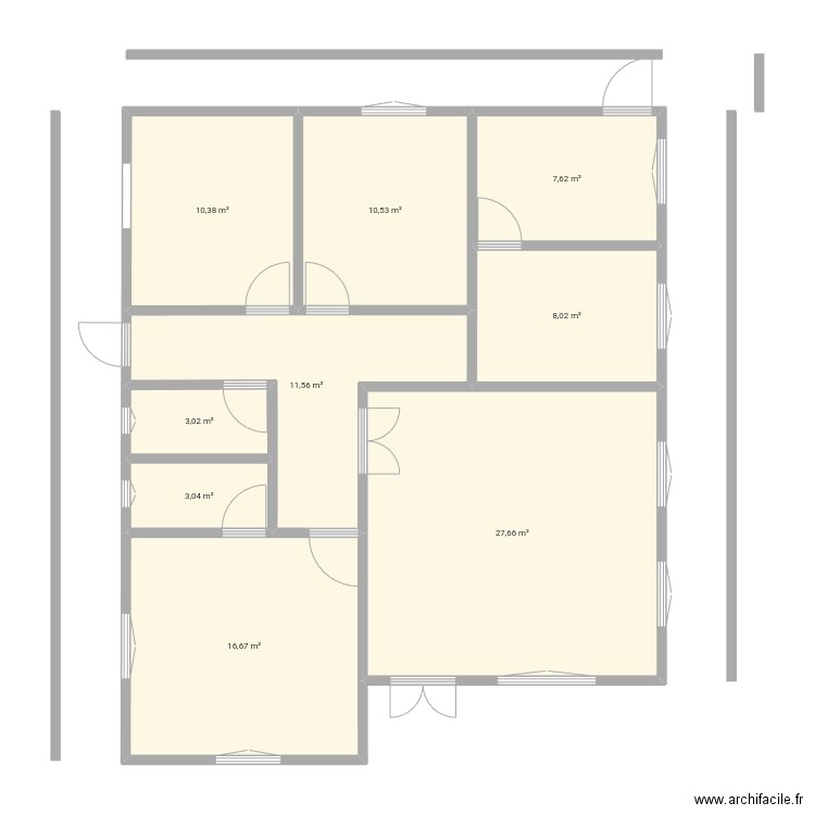 Plann. Plan de 9 pièces et 99 m2