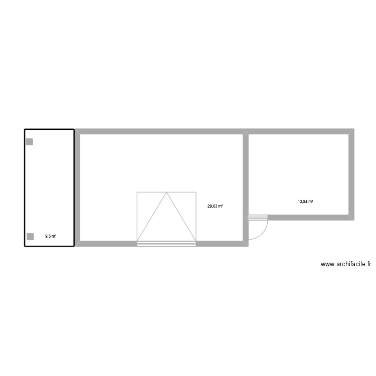 Garage avec Abri. Plan de 3 pièces et 52 m2