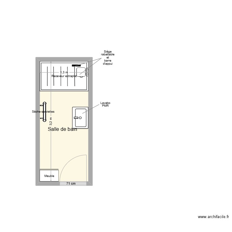 CAUJOLLE Adaptation. Plan de 1 pièce et 4 m2