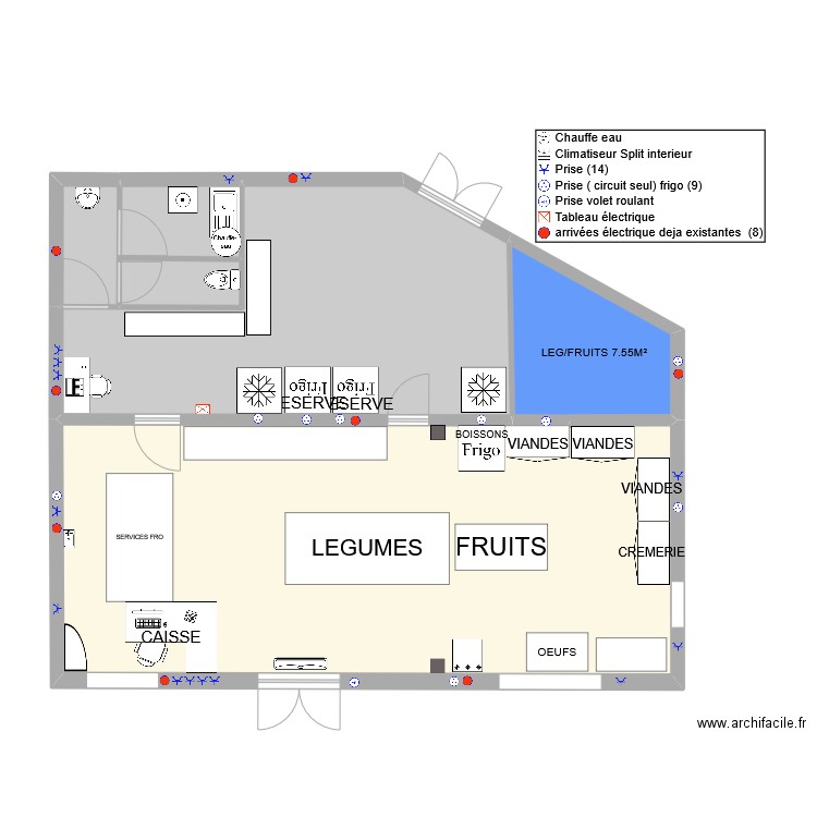 ETAPE PAYSANNE DU LARZAC électricité. Plan de 5 pièces et 102 m2