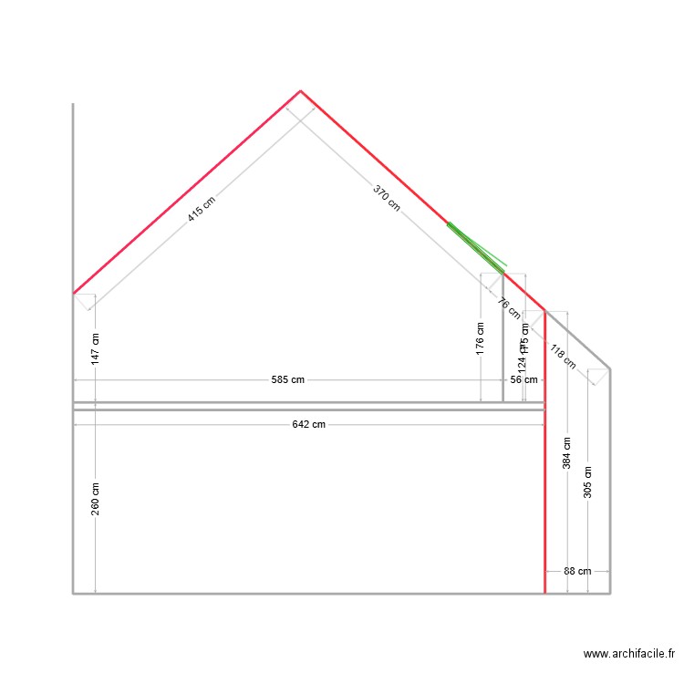 plan 2 avant tavaux *2 velux. Plan de 4 pièces et 38 m2