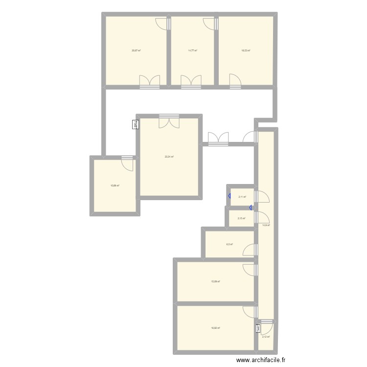 17eme. Plan de 12 pièces et 147 m2