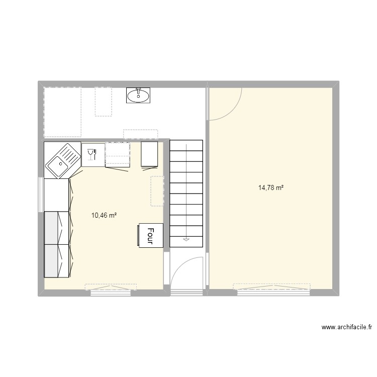 MAISON. Plan de 2 pièces et 25 m2