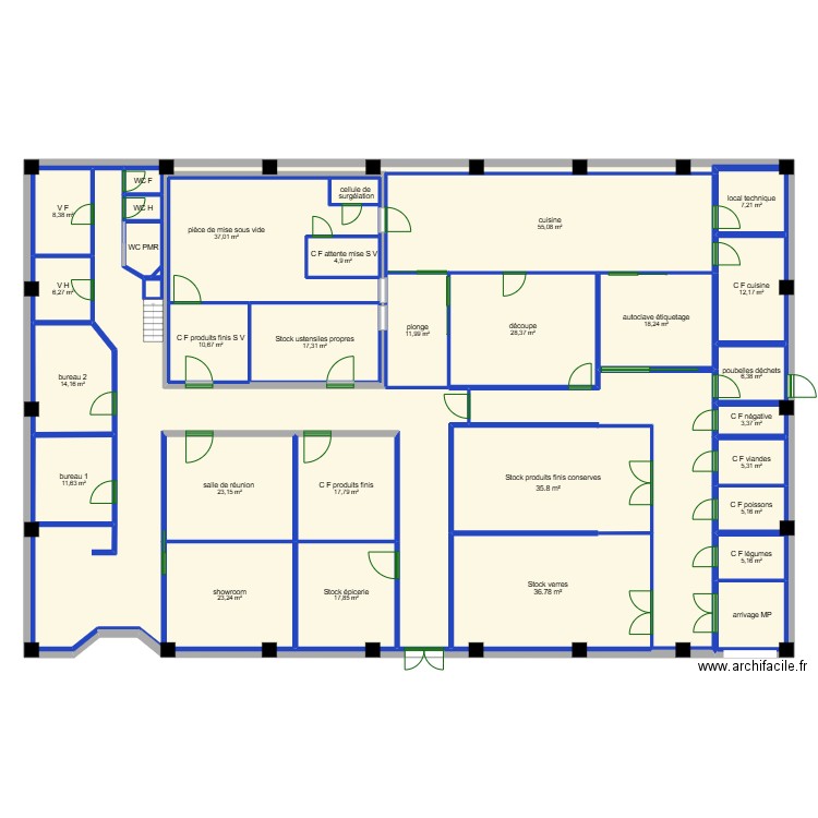 projet surgères avec modifs. Plan de 32 pièces et 741 m2