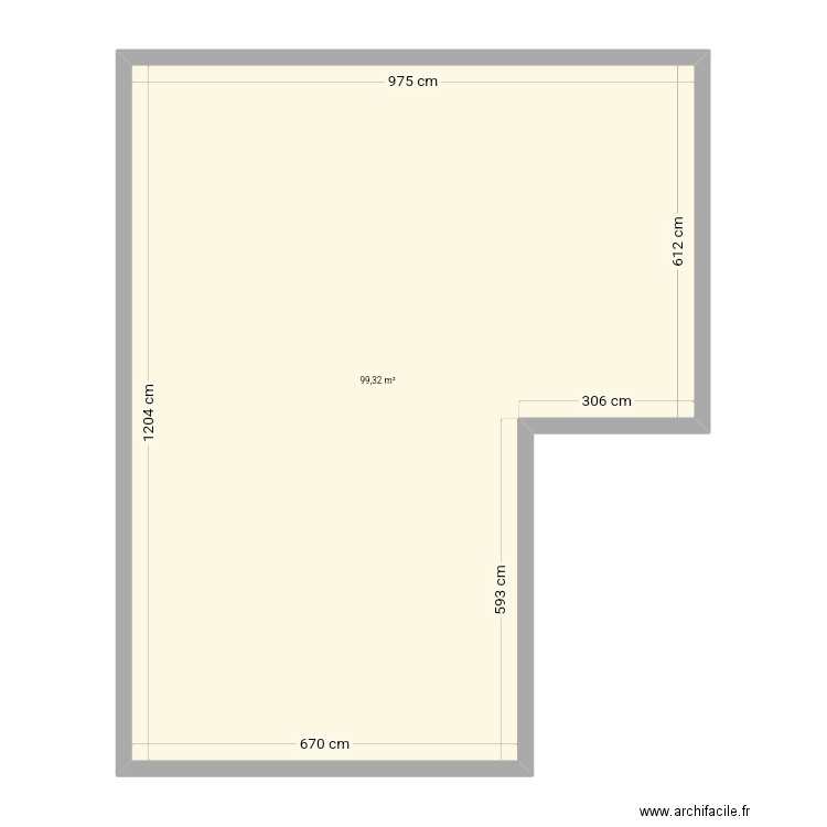 Salon. Plan de 1 pièce et 99 m2