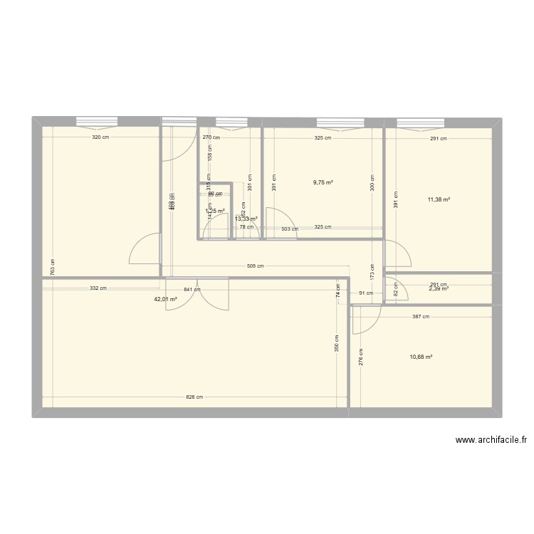 demaille. Plan de 7 pièces et 91 m2