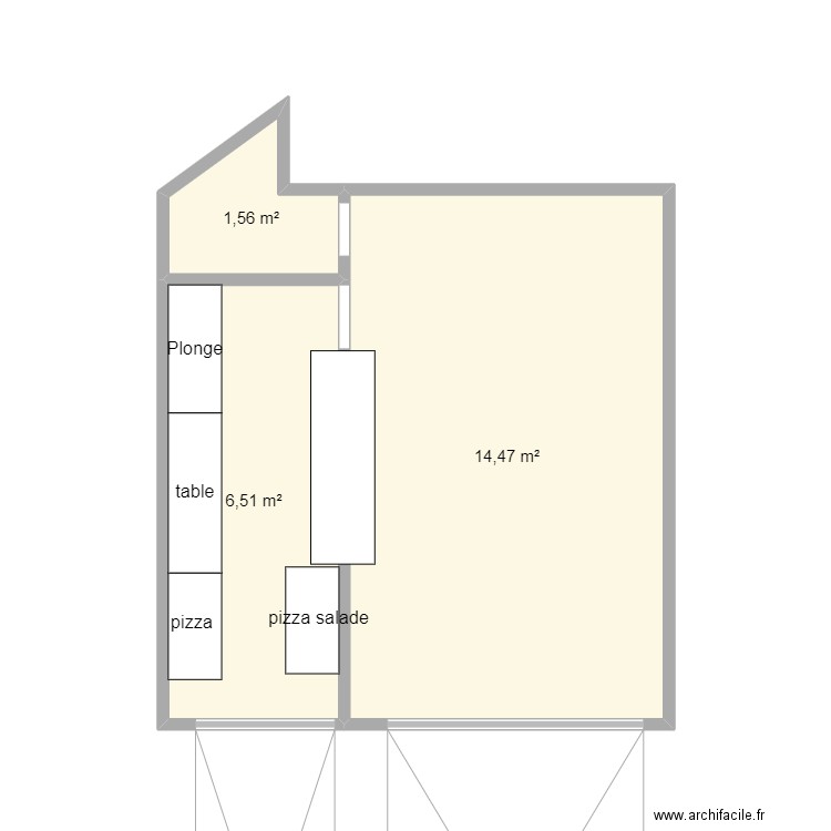 Plan 2. Plan de 3 pièces et 23 m2