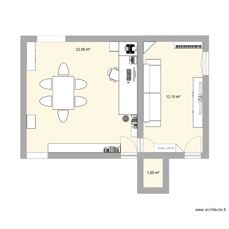 Maurice ALBERT. Plan de 3 pièces et 36 m2