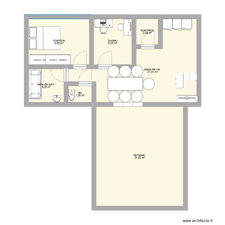 APPART ST PABU. Plan de 7 pièces et 76 m2