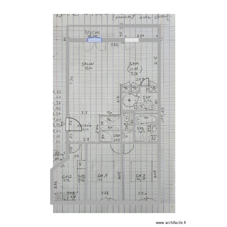 DI SEGNI. Plan de 13 pièces et 72 m2