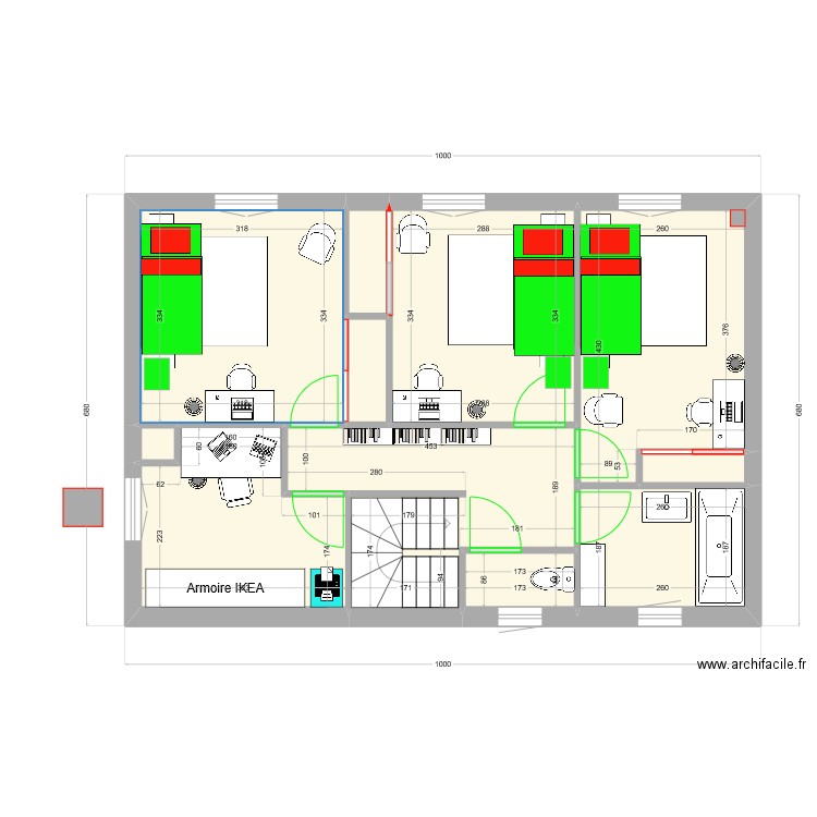 Carnoules-Etage-Avec-Meubles. Plan de 11 pièces et 57 m2