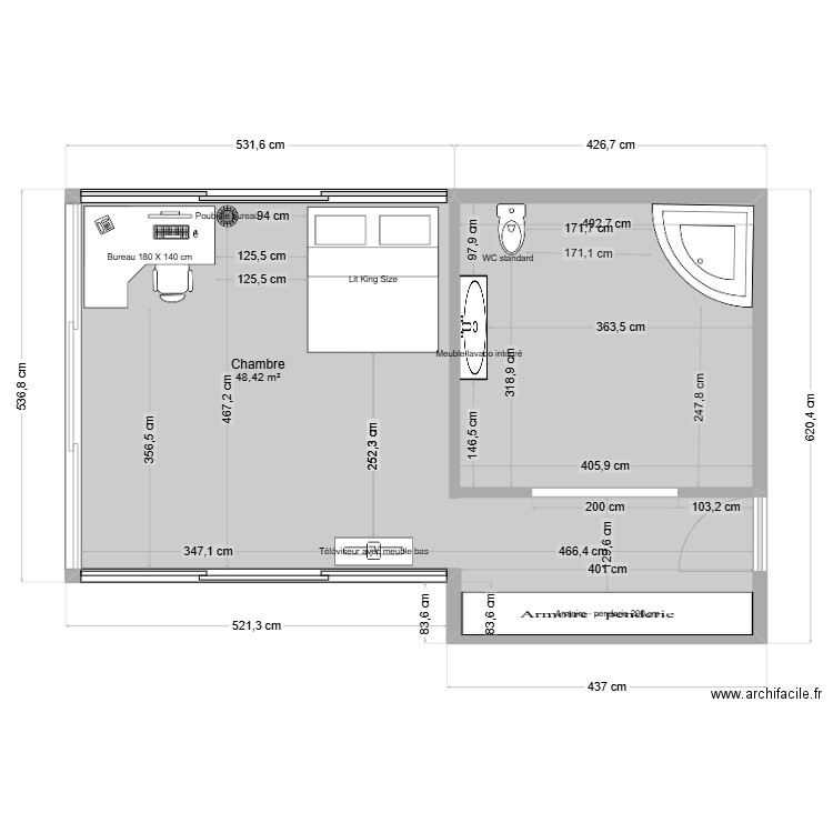 INGRID ALOHA. Plan de 1 pièce et 48 m2