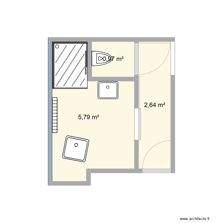 Alicia3. Plan de 3 pièces et 9 m2