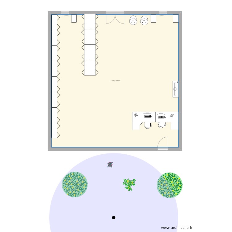 PLAN MAGASIN PLIS. Plan de 1 pièce et 101 m2