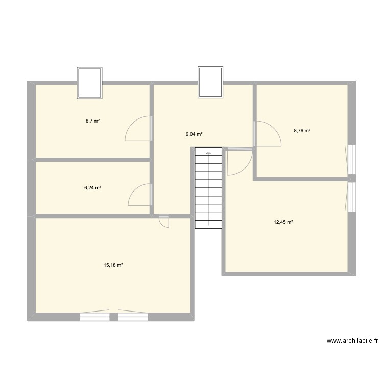 plan étage. Plan de 6 pièces et 60 m2