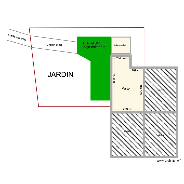 Plan de masse avt projet. Plan de 6 pièces et 143 m2