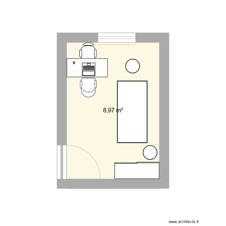 bureau ostéo stage. Plan de 1 pièce et 9 m2