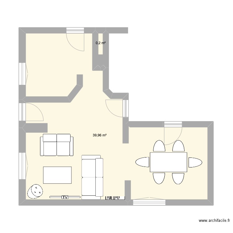 socoa. Plan de 2 pièces et 40 m2