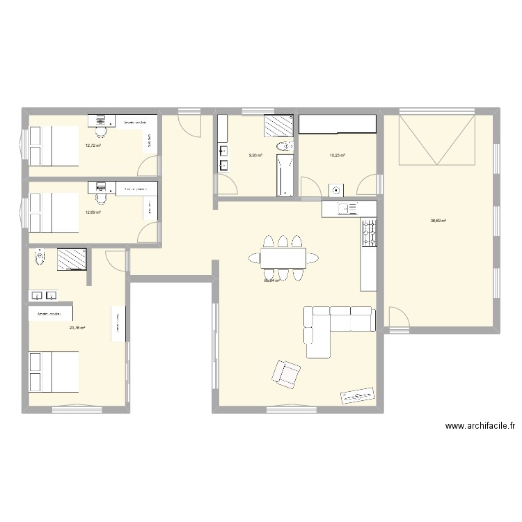 Maison 1. Plan de 7 pièces et 172 m2