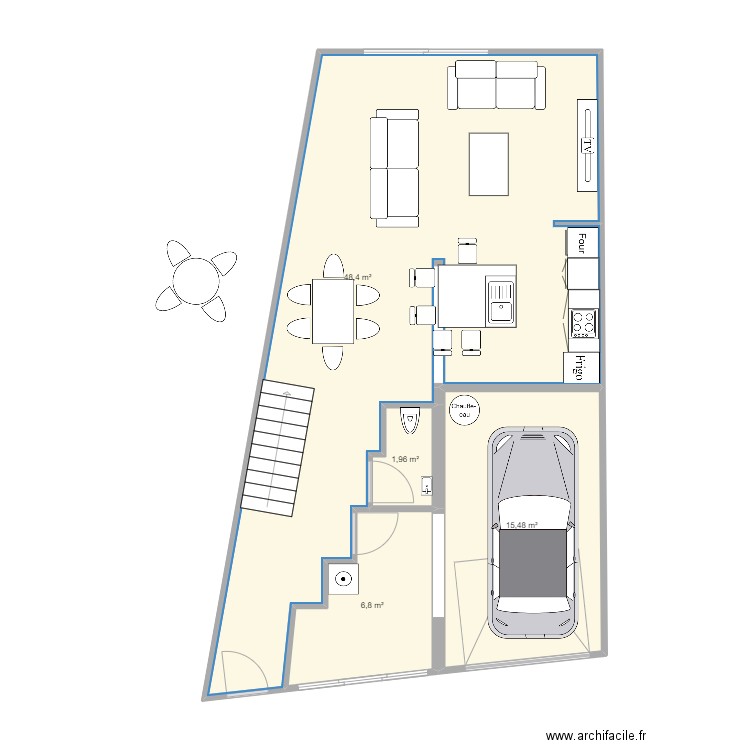 PROJET N° 4 (S.Iso avec déplacement escalier). Plan de 9 pièces et 144 m2