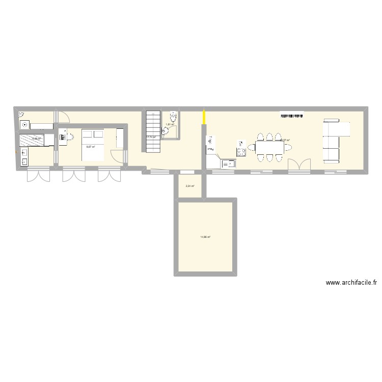 BRN 20m2. Plan de 7 pièces et 90 m2