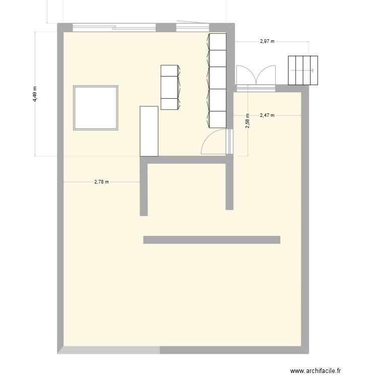 plan mairie plus cuisine. Plan de 1 pièce et 92 m2