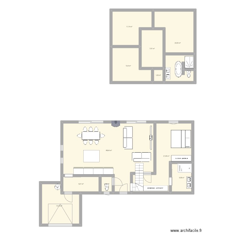 Ffg. Plan de 11 pièces et 147 m2